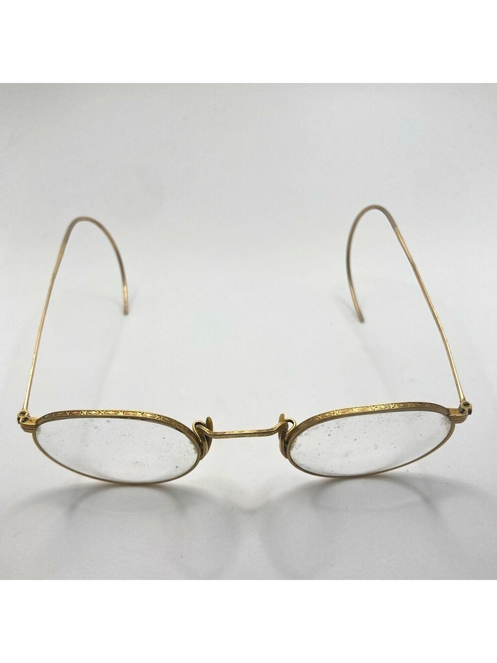 Vtg 1930s Gold Filled Etched Design Glasses Frames Bausch & Lomb